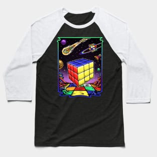 Psychedelic Space Cube - Rubik's Cube Inspired Design for people who know How to Solve a Rubik's Cube Baseball T-Shirt